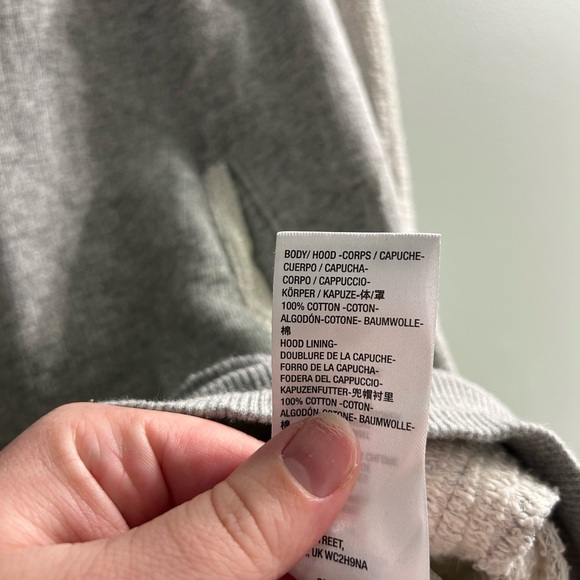 Free People "Trademark Hoodie" charcoal grey and textured off-white patchwork - Picture 9 of 9